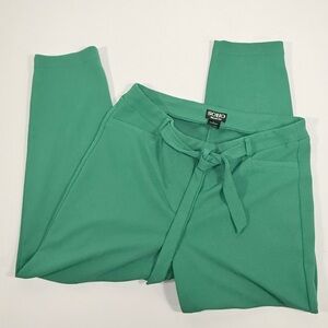 High Waist SOHO Apparel Ltd. Green Polyester Spandex Tie Front Pants Large L